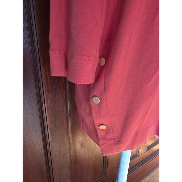 Chicos Long Sleeve V-Neck Button Accent Soft Jersey Tunic Top - Picture 3 of 8